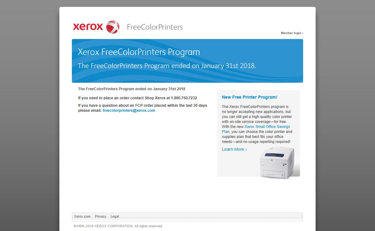 Xerox FreeColorPrinters Program