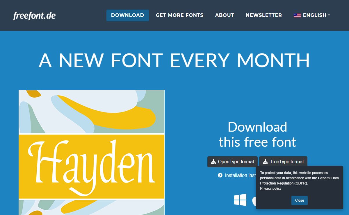 freefont.de | Free font of the month