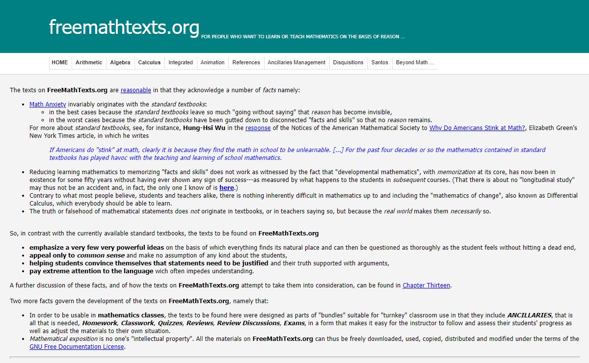 Free Mathematics Texts