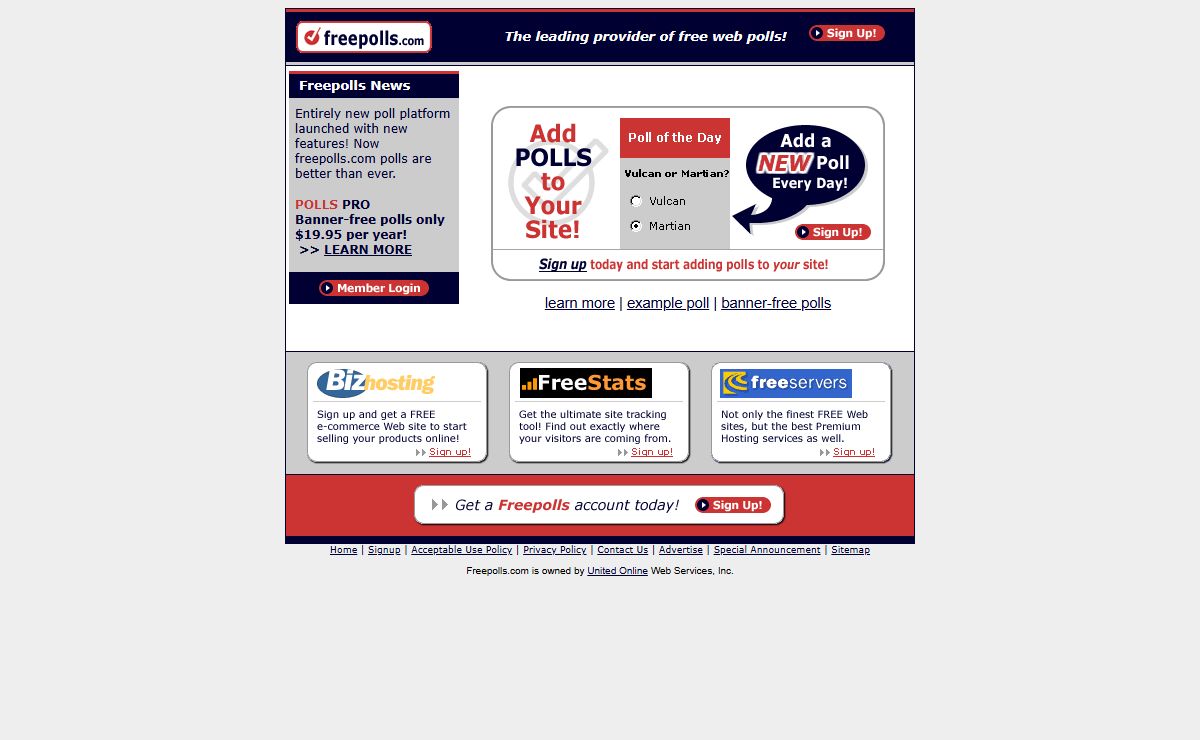 The Leading Provider of FREE Web Polls - Freepolls.com