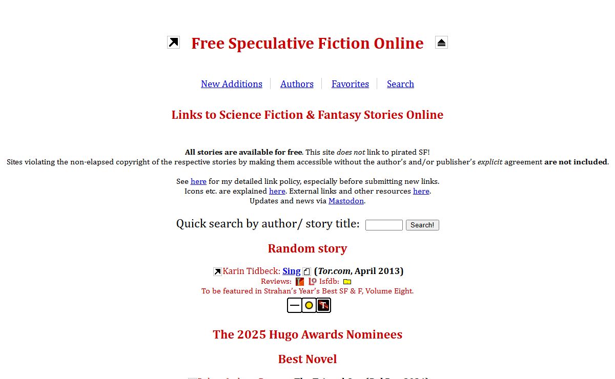 Free Speculative Fiction Online: Links to Science Fiction & Fantasy Stories Online