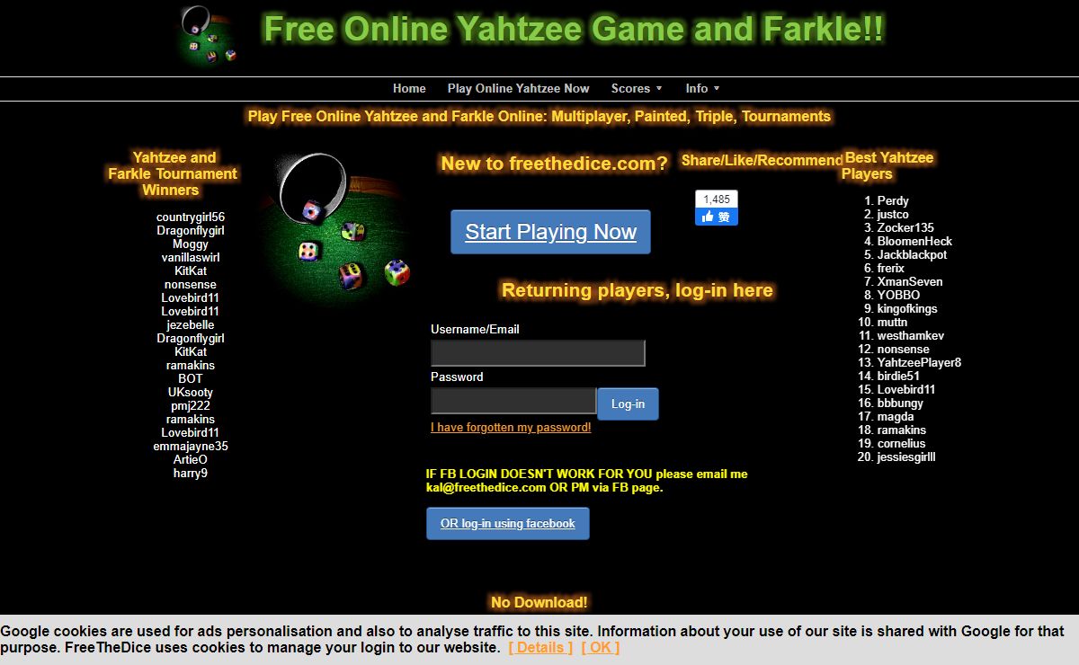 Free Online Yahtzee Game