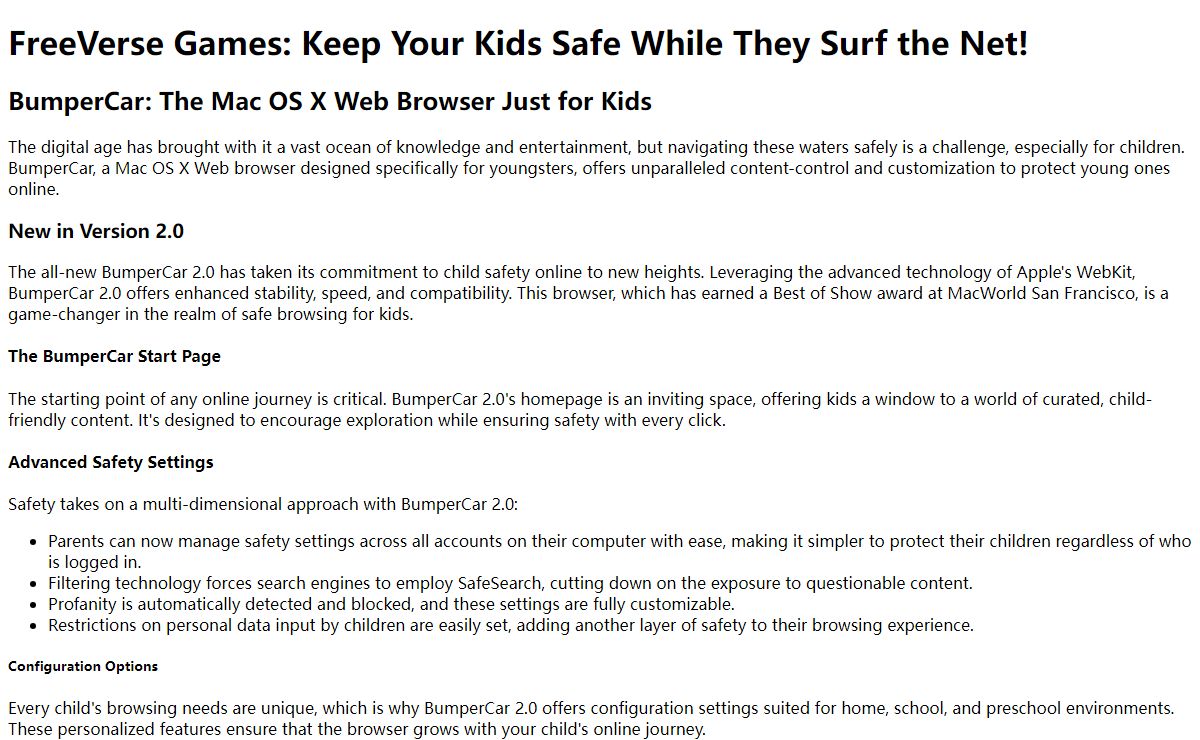 FreeVerse Games: Keep Your Kids Safe While They Surf the Net!