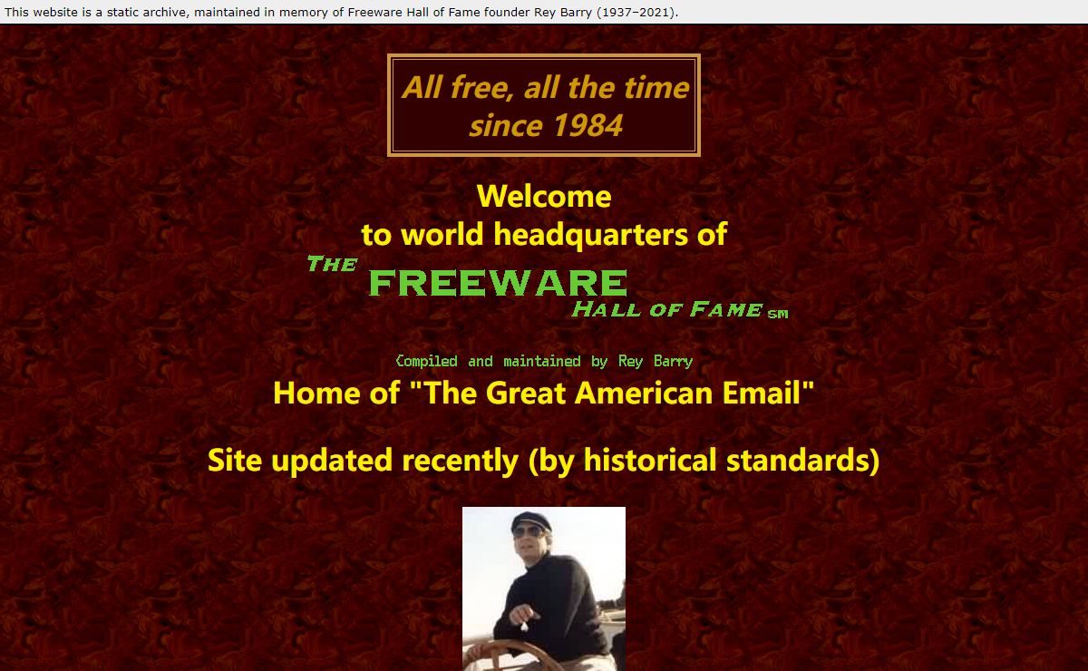 The Freeware Hall Of Fame (sm) Home Page