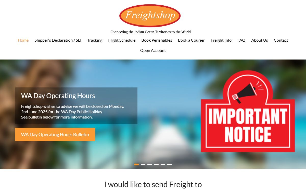 Freightshop – Connecting the Indian Ocean Territories to the World