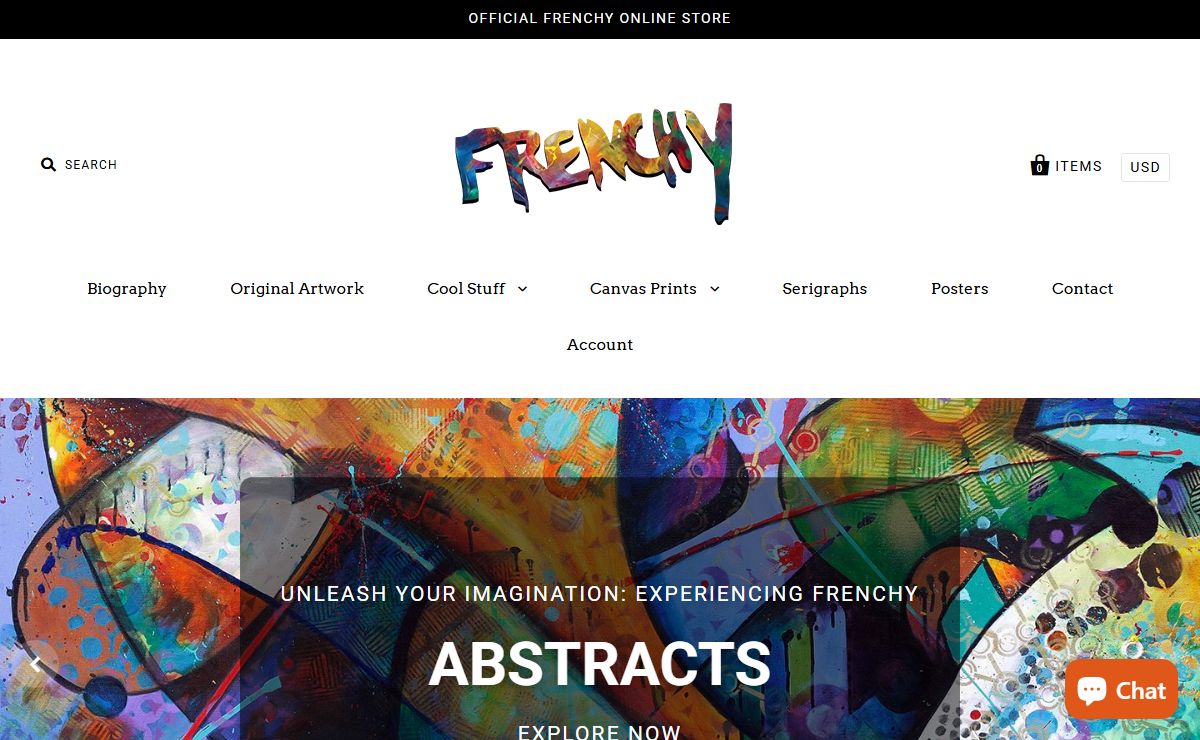 Website of New Orleans Artist Frenchy – Frenchylive Online Store
