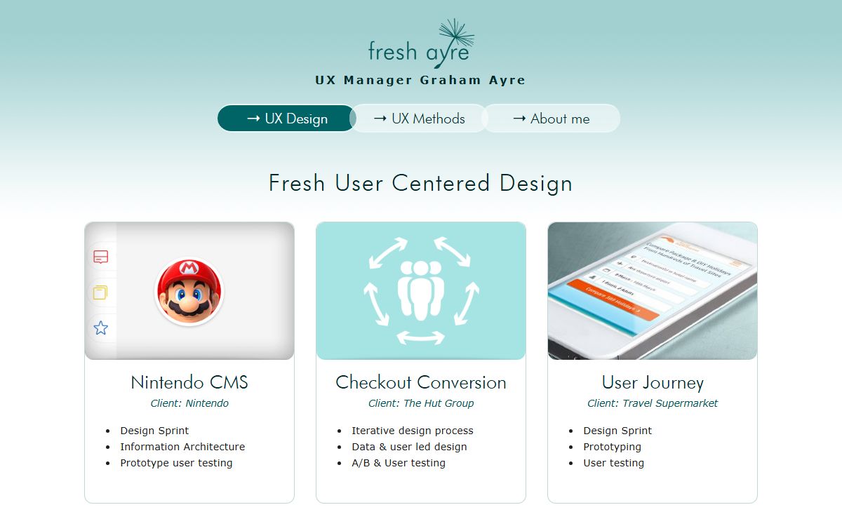 Graham ayre - Web & Application UX Designer in Tarporley, Cheshire - Fresh Ayre
