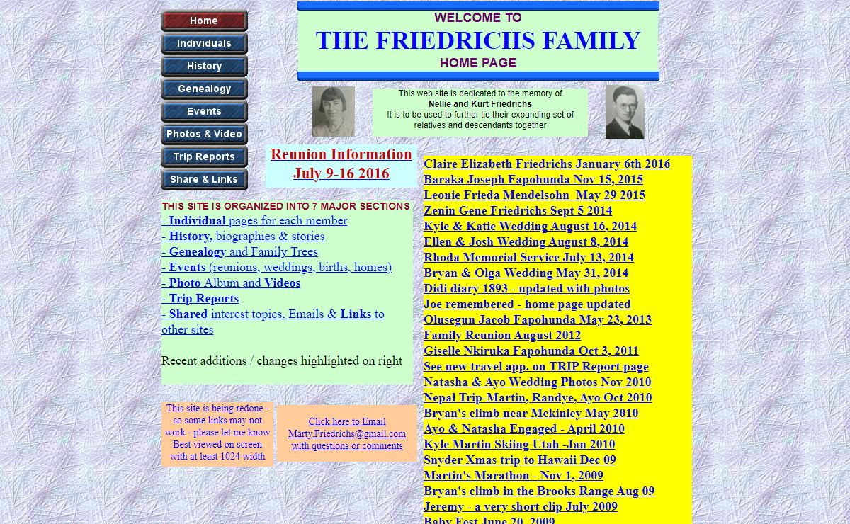 The Friedrichs Family Home Page