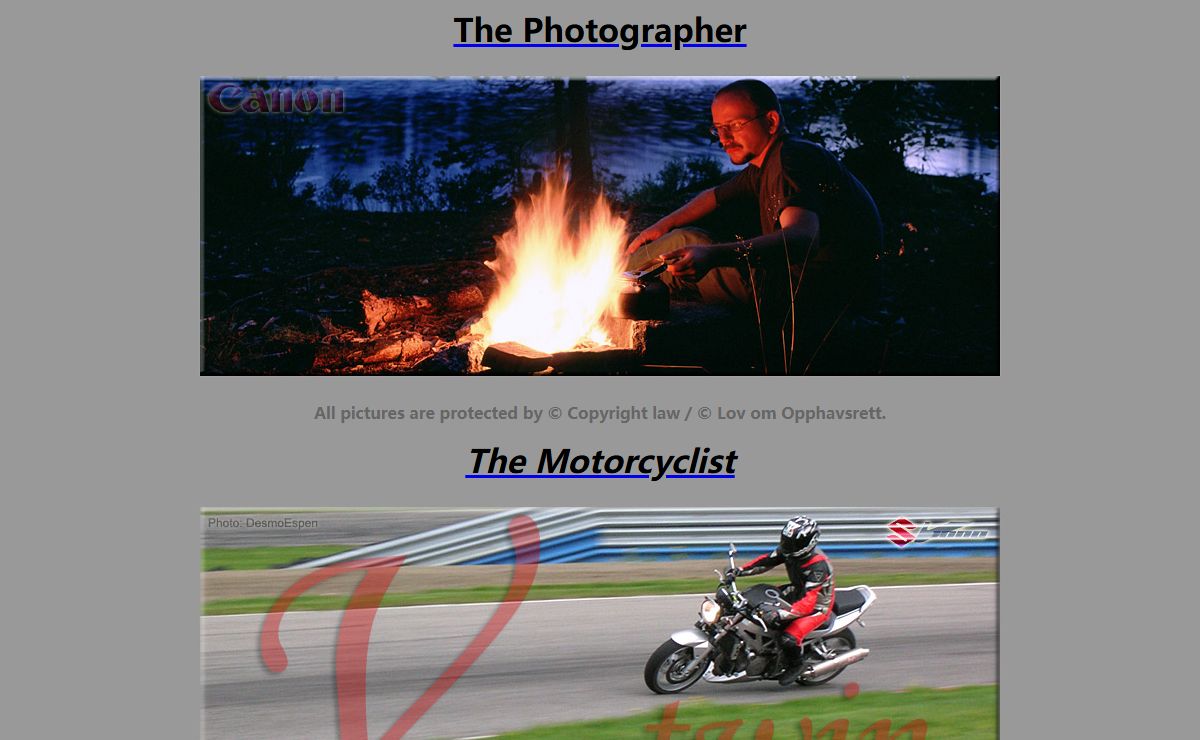 Frode Johansen - Motorcycle test site and Photographer site