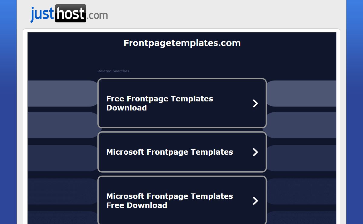 Welcome frontpagetemplates.com - Justhost.com