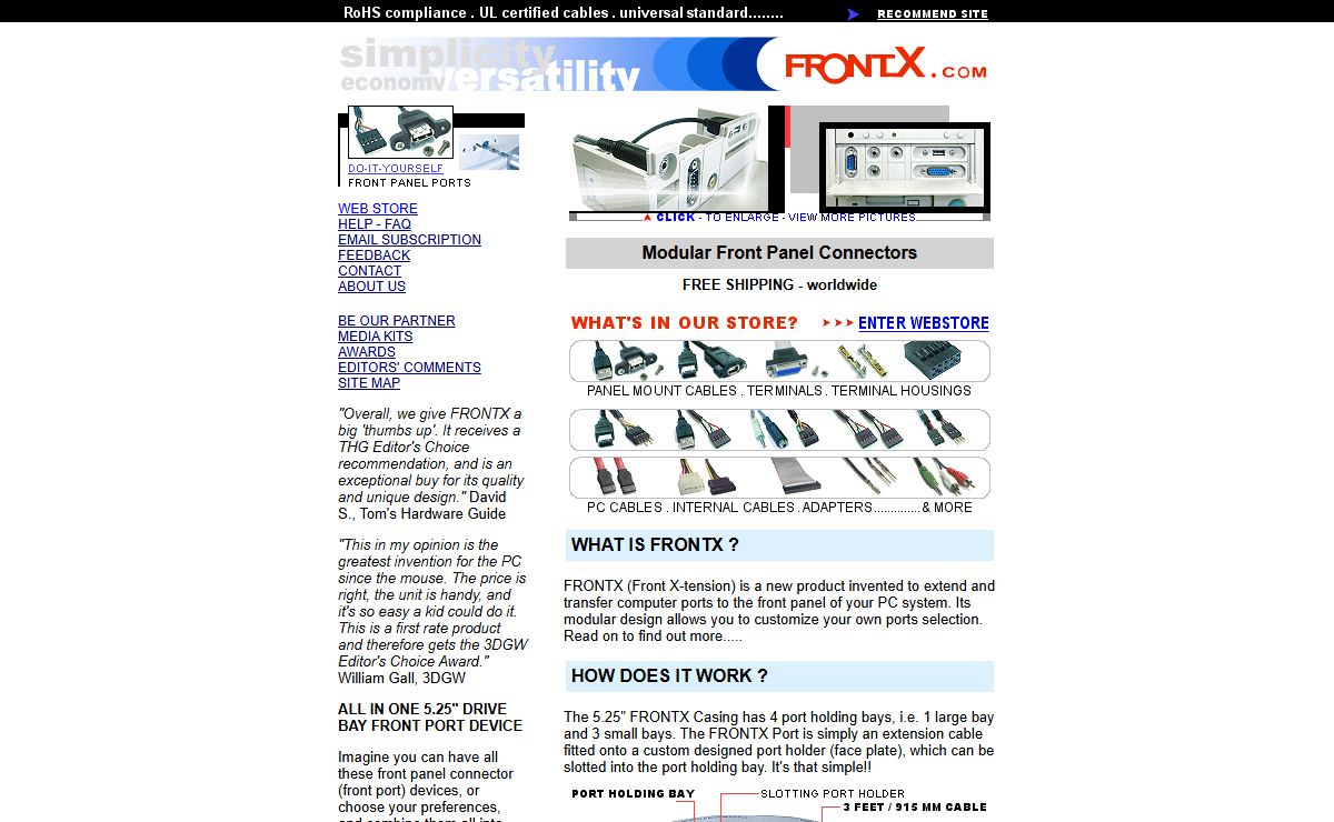 FRONTX - FRONT PANEL COMPUTER PORT ( front usb, front ieee 1394 connector, etc )