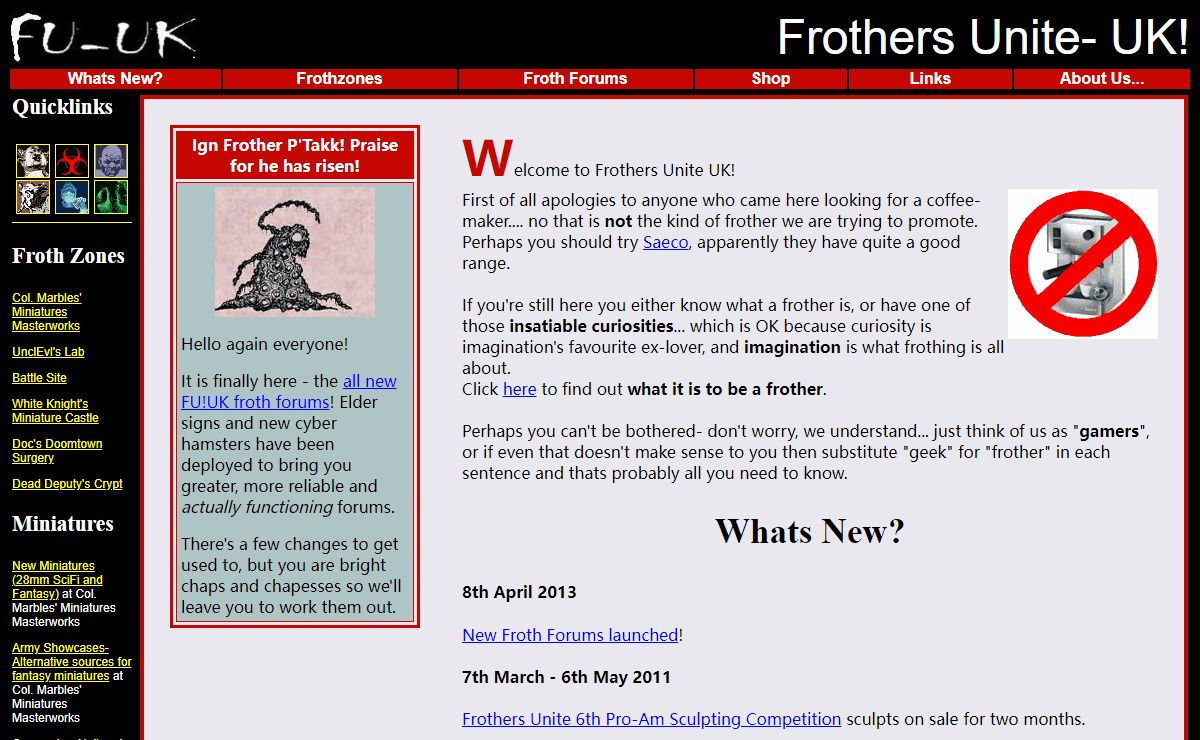Frothers Unite! UK Homepage