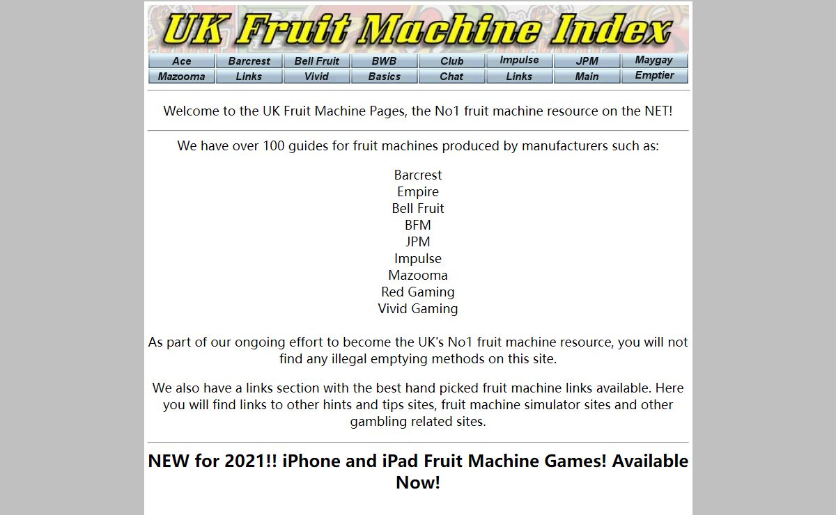 UK Fruit Machine Index