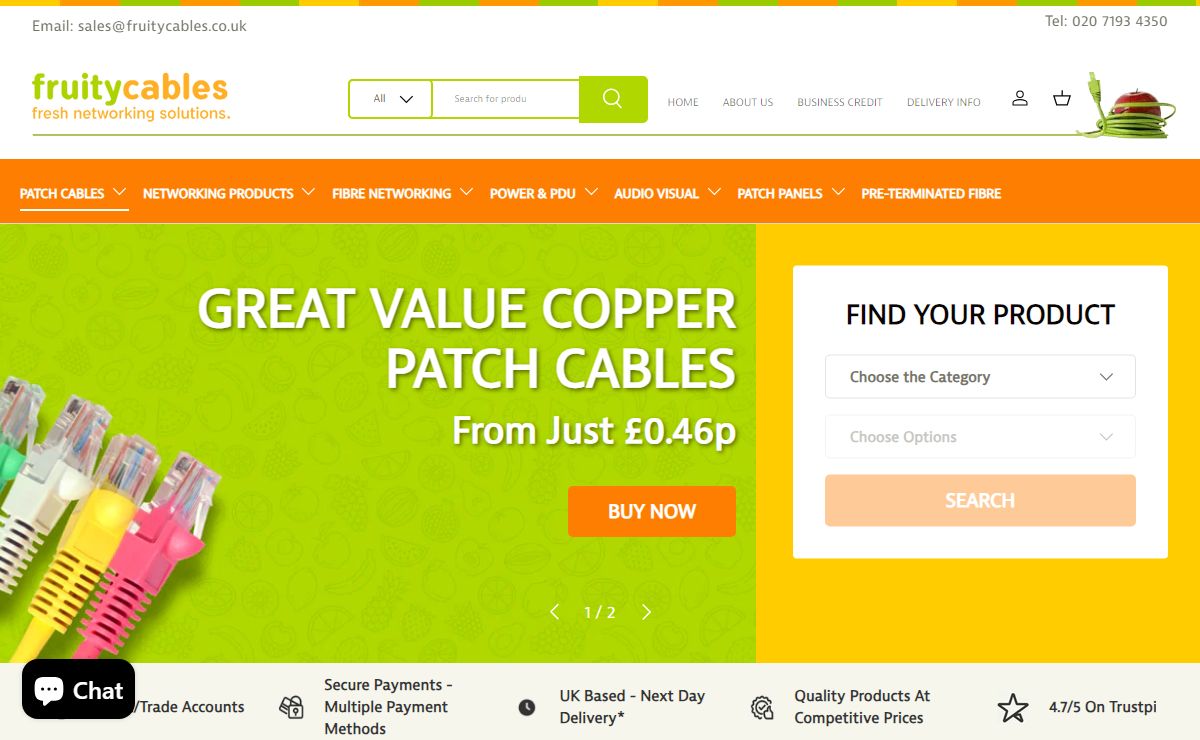Cat5e, Cat6, Cat6a patch cables and fibre cables. – FruityCables