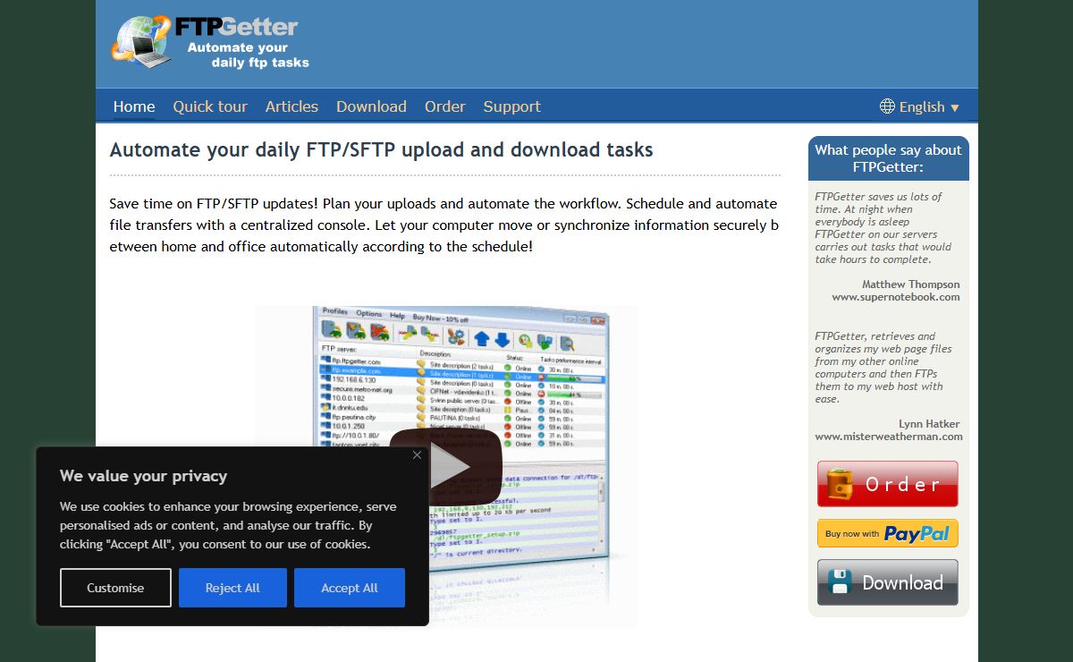 FTPGetter - Automate ftp and sftp uploads, downloads