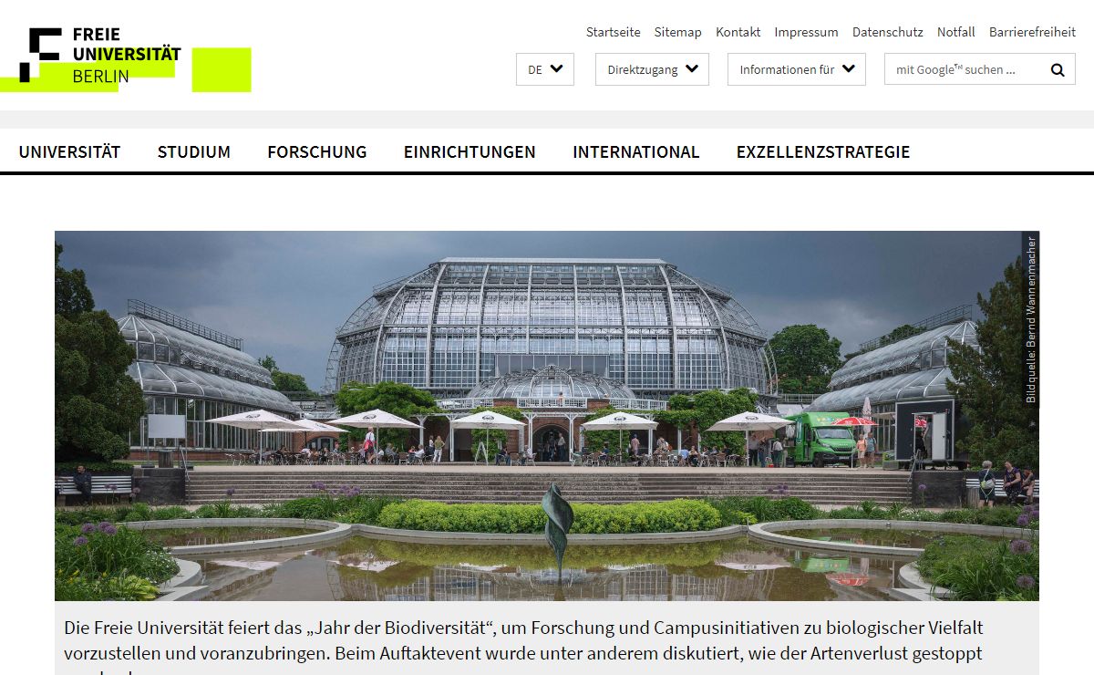 Freie Universität Berlin: Startseite