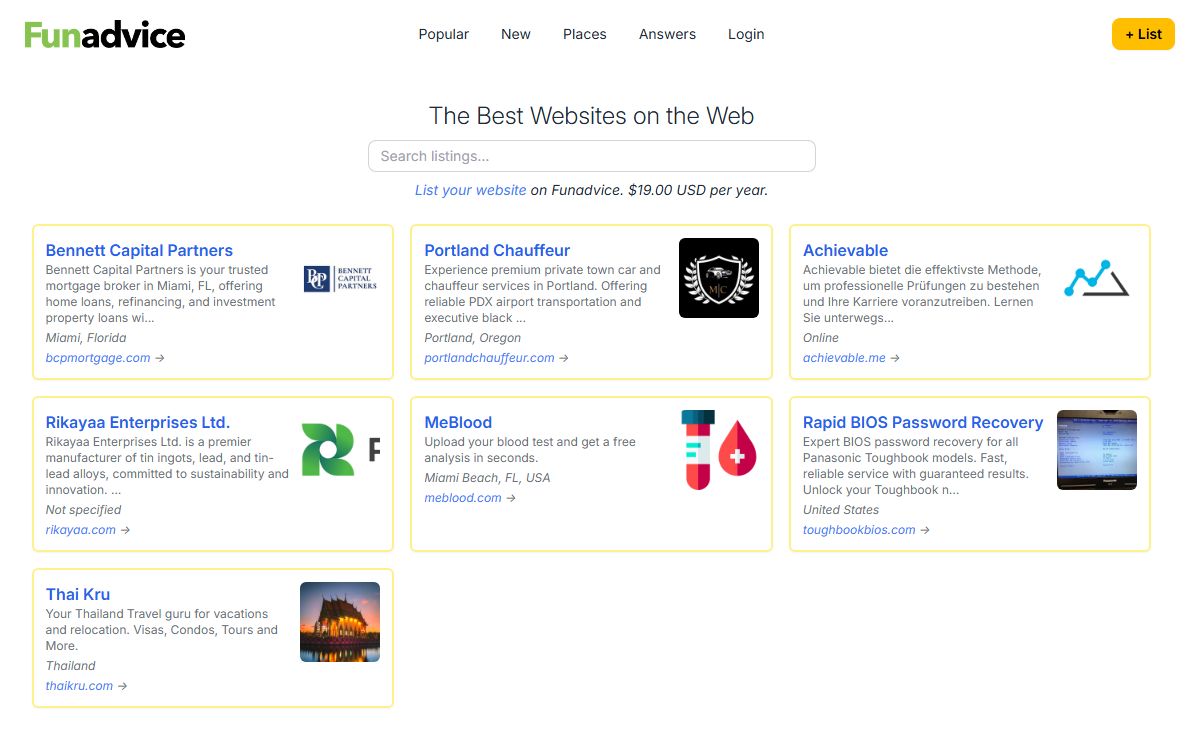 Funadvice - The Best Websites