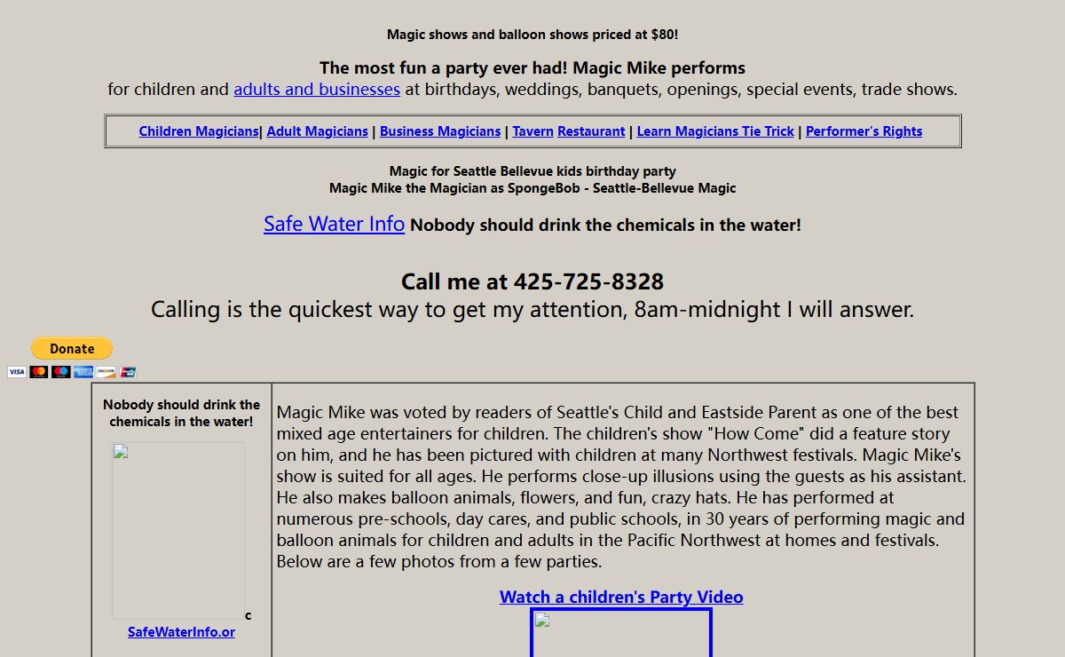 Magic shows and balloon shows priced at $80