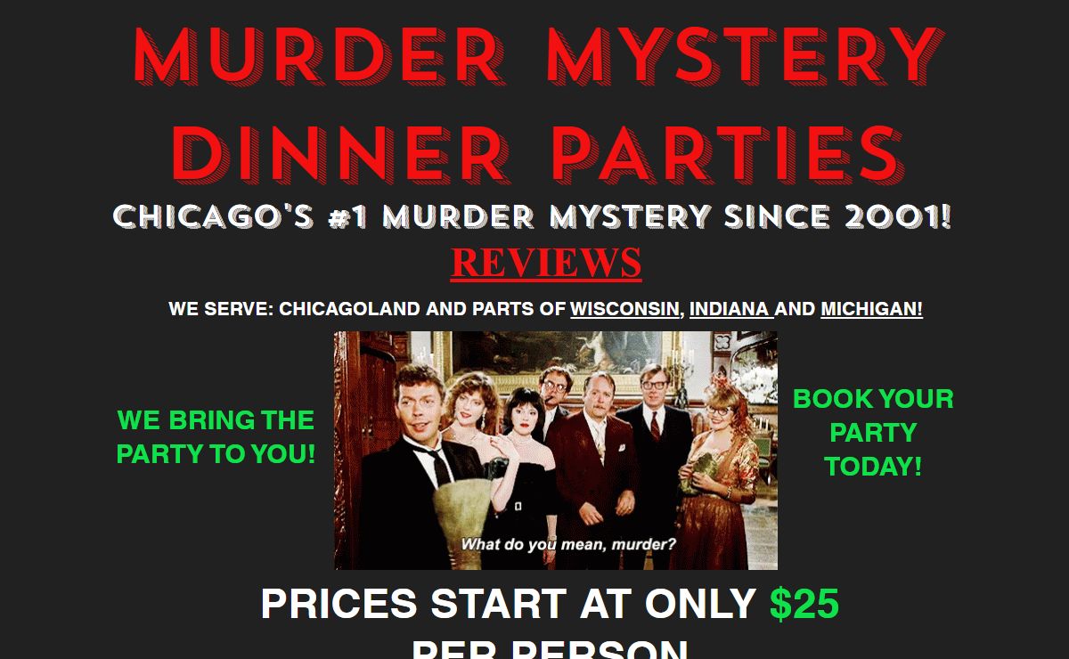 Fun Murder Mystery Dinner Parties Chicago | Murder Mystery Dinner Party | Chicago, Indiana, Wisconsin