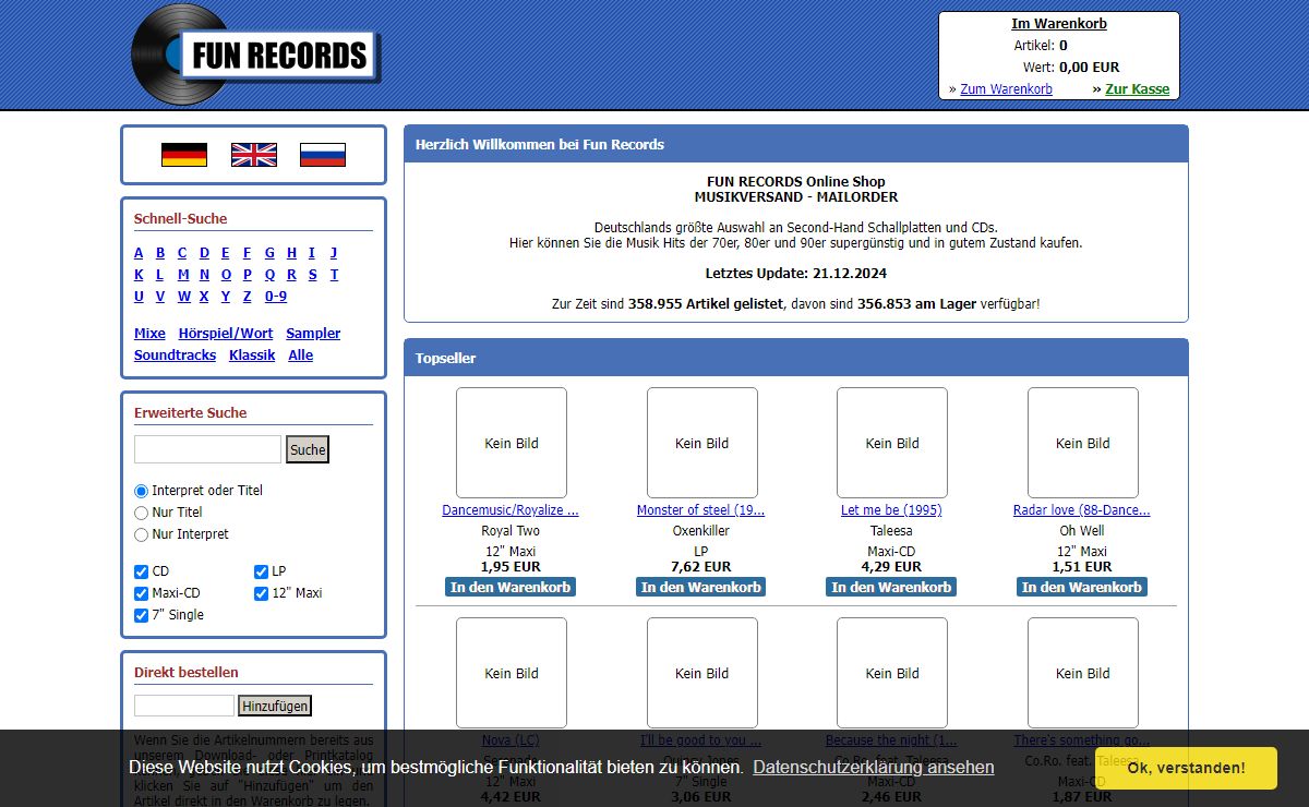 Musik CDs und Schallplatten gebraucht und günstig kaufen im Online Shop | funrecords.de