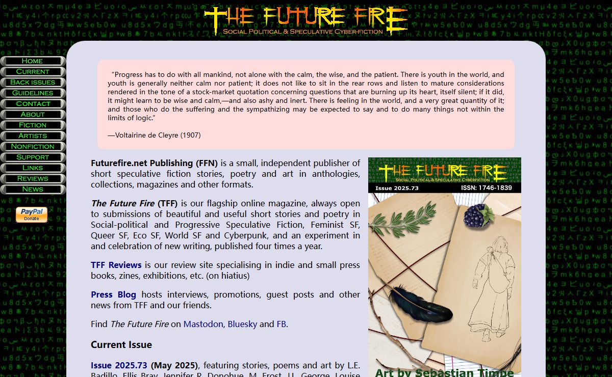 The Future Fire: Social Political Speculative Cyberfiction: index