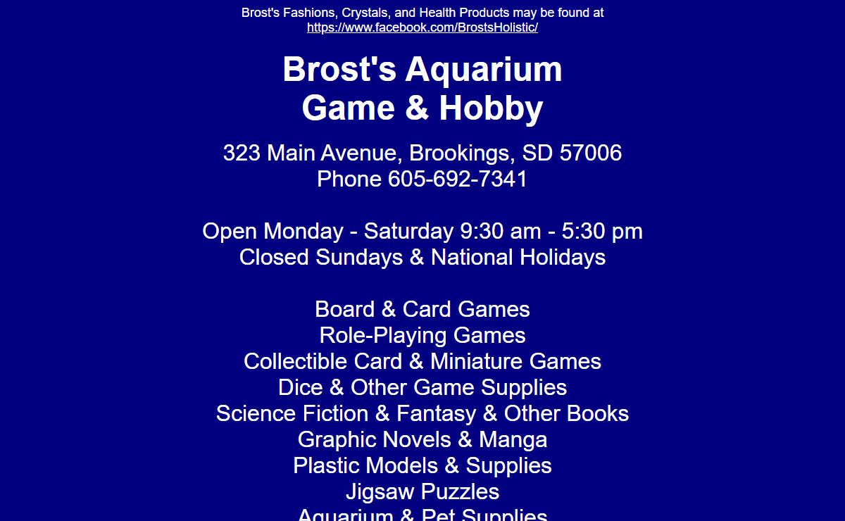Brost's Aquarium, Game & Hobby
