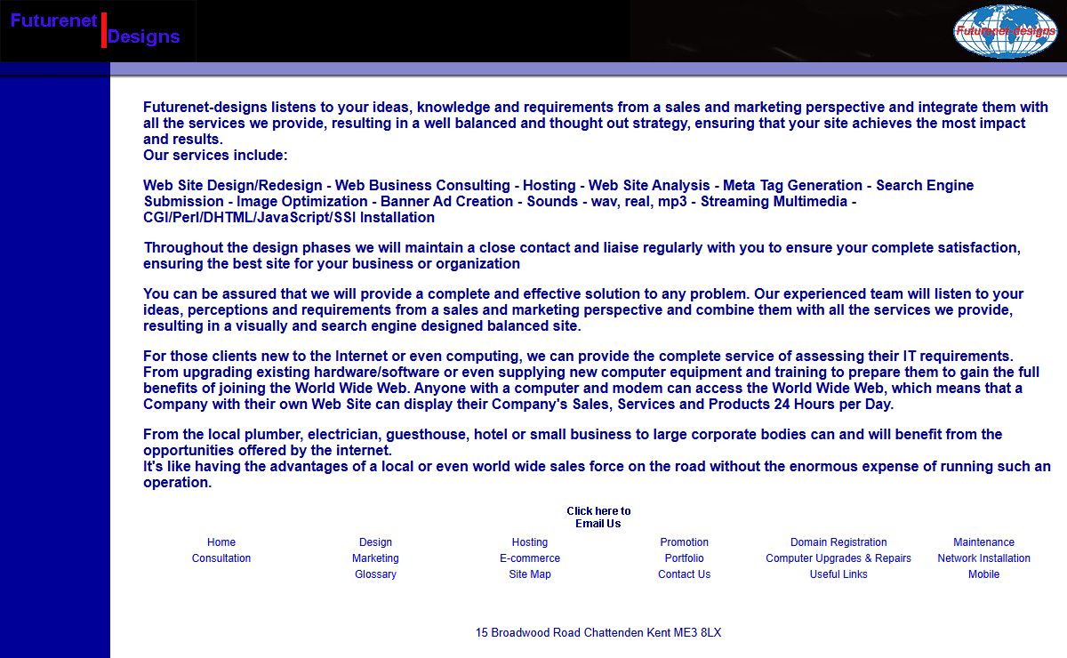 Futurenet-designs - Specialising in Web Site Design, Promotion and Marketing
