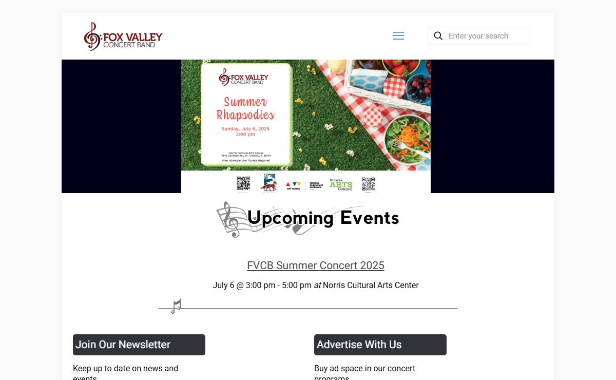 Fox Valley Concert Band – The Fox Valley Concert Band performs formal fall, winter, and spring concerts, festive Christmas concerts, and a summer concert series.