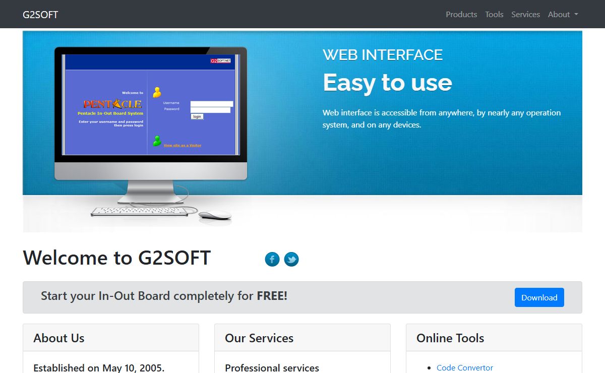 G2Soft's Pentacle In-Out Board System