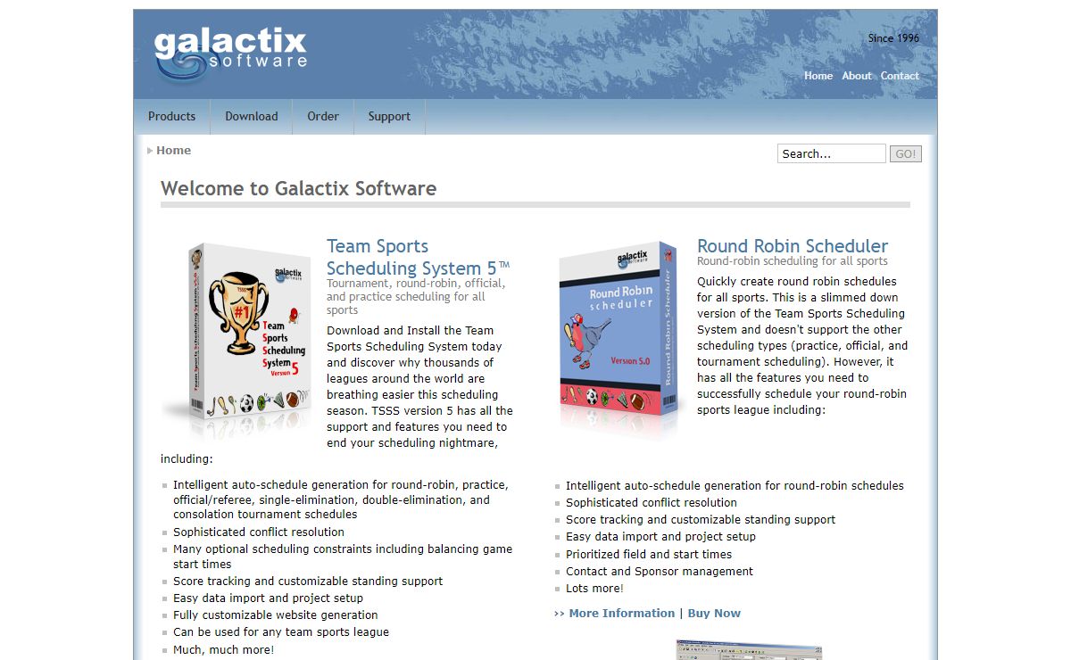 Sports League Scheduling and Tournament Bracket Scheduler Software by Galactix Software