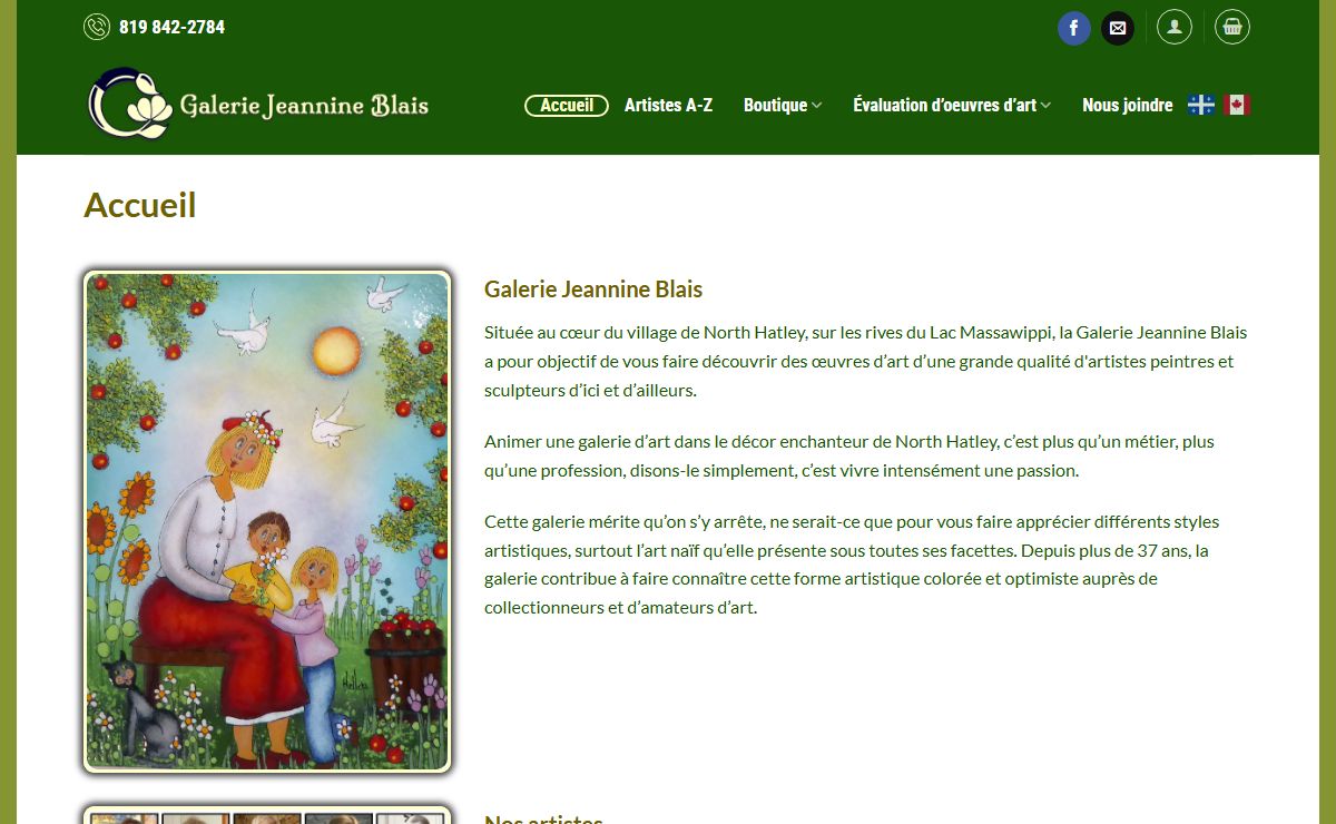 Galerie Jeannine Blais – Galerie d'Art Naïf – Tableaux, Sculptures, Cartes d'été, Cartes d'hiver et livres