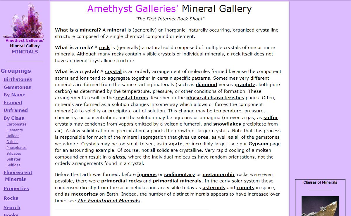 Amethyst Galleries' Mineral Gallery
