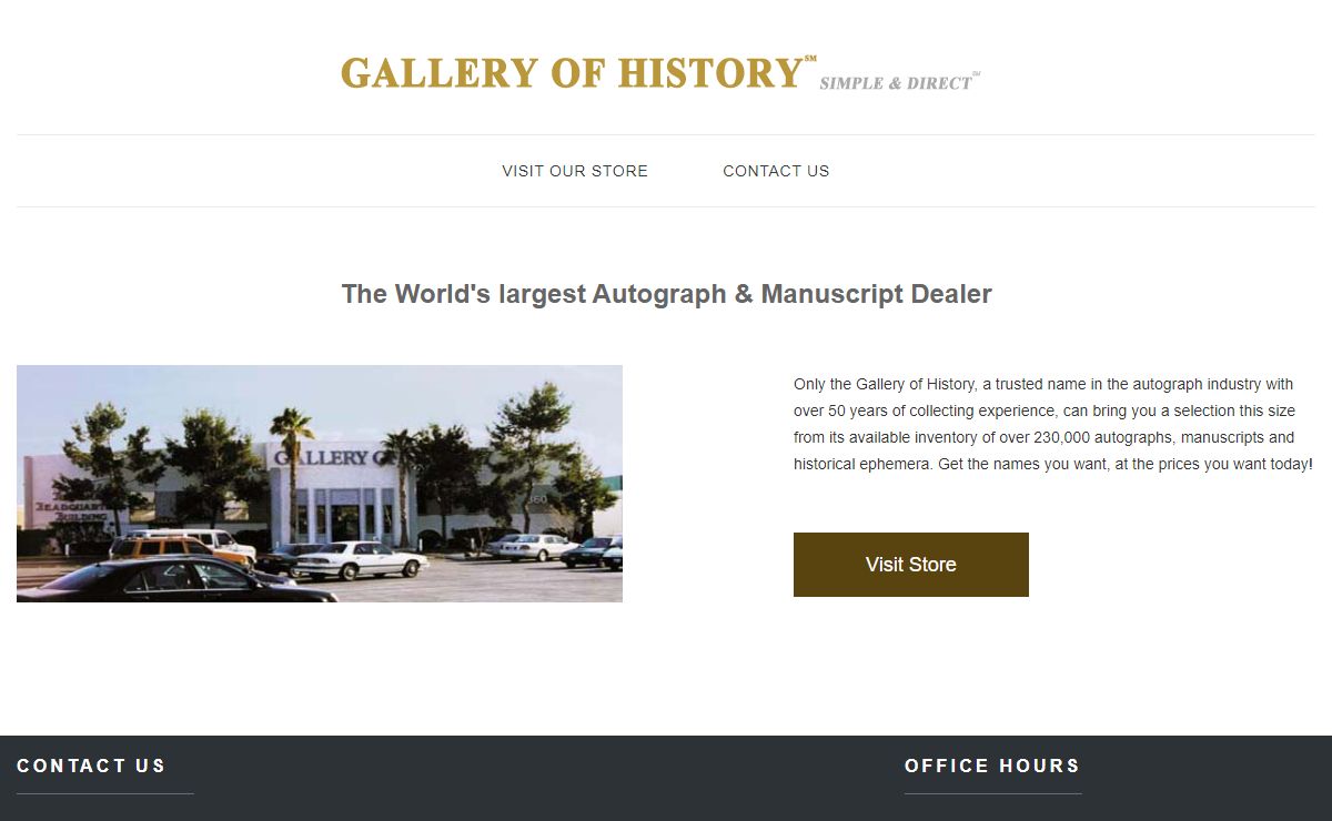 Gallery of History Autographs - Auctioneer of Historical Documents, Manuscripts and Autographs