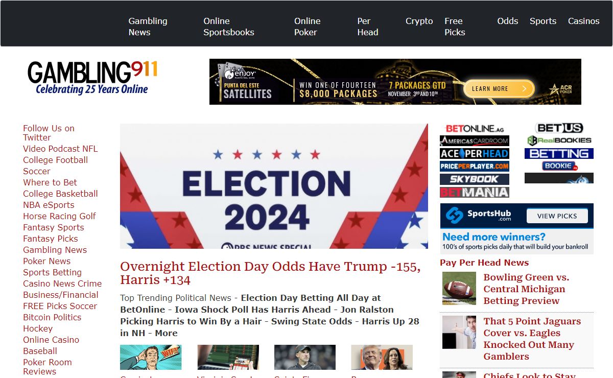 Gambling911.com Where to Bet Online, Sports Betting Info, Current Odds, Gambling News