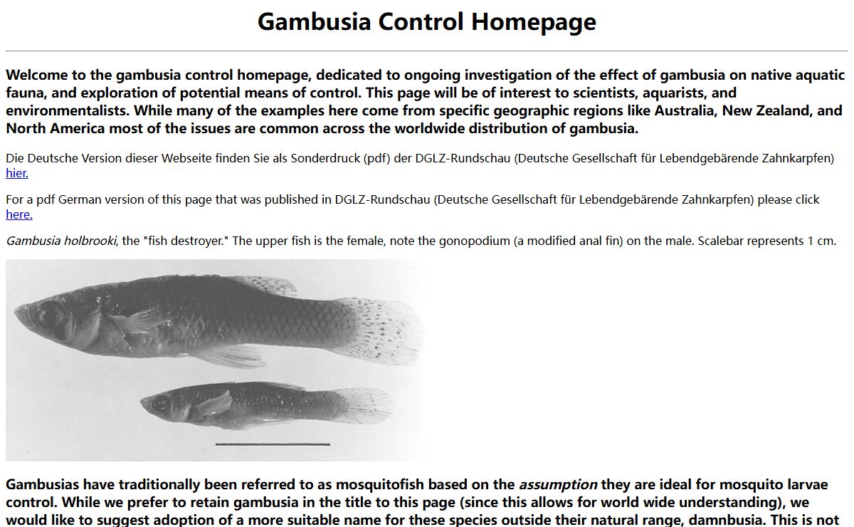 Gambusia Control Homepage