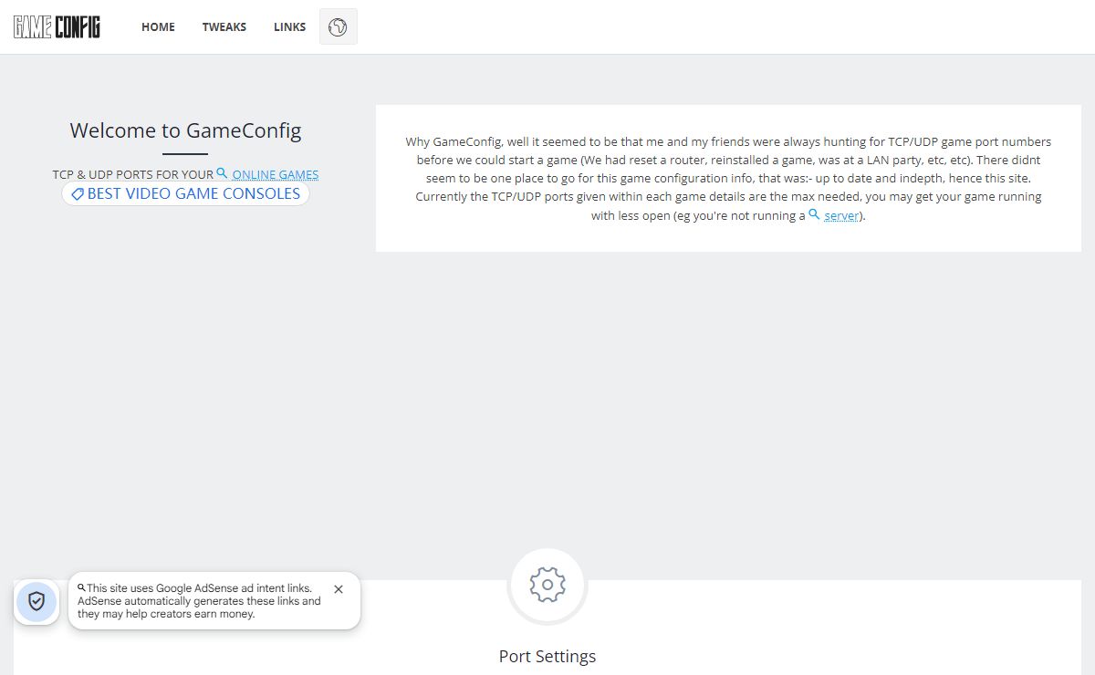 GameConfig - TCP & UDP port settings for online games