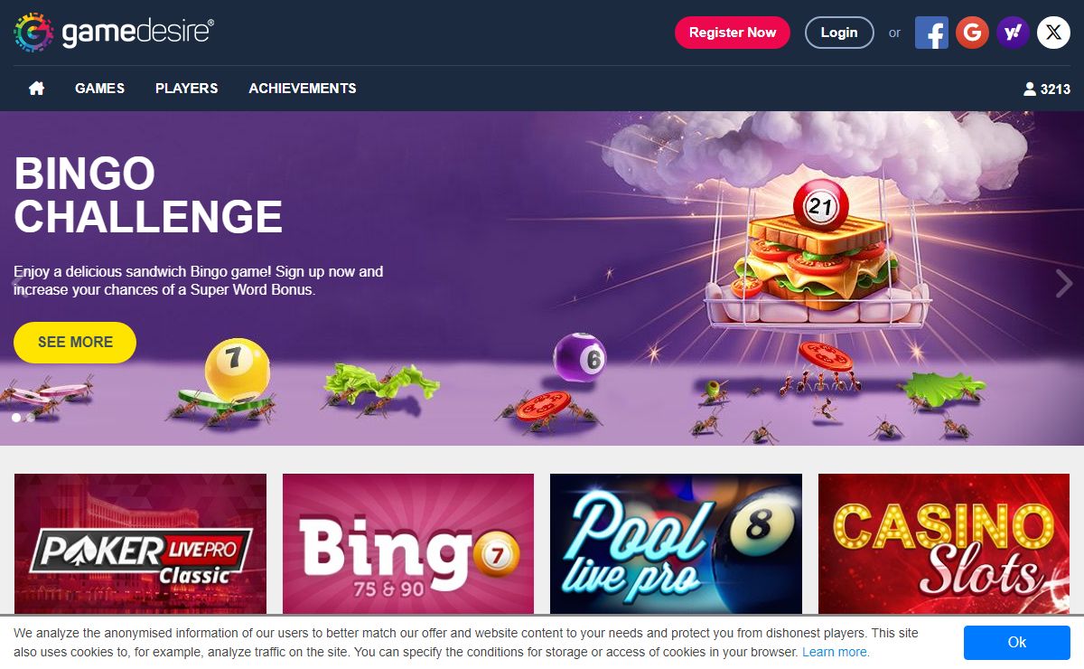 Free online games: Poker, Bingo, Mahjong, Pool! Play for fun!