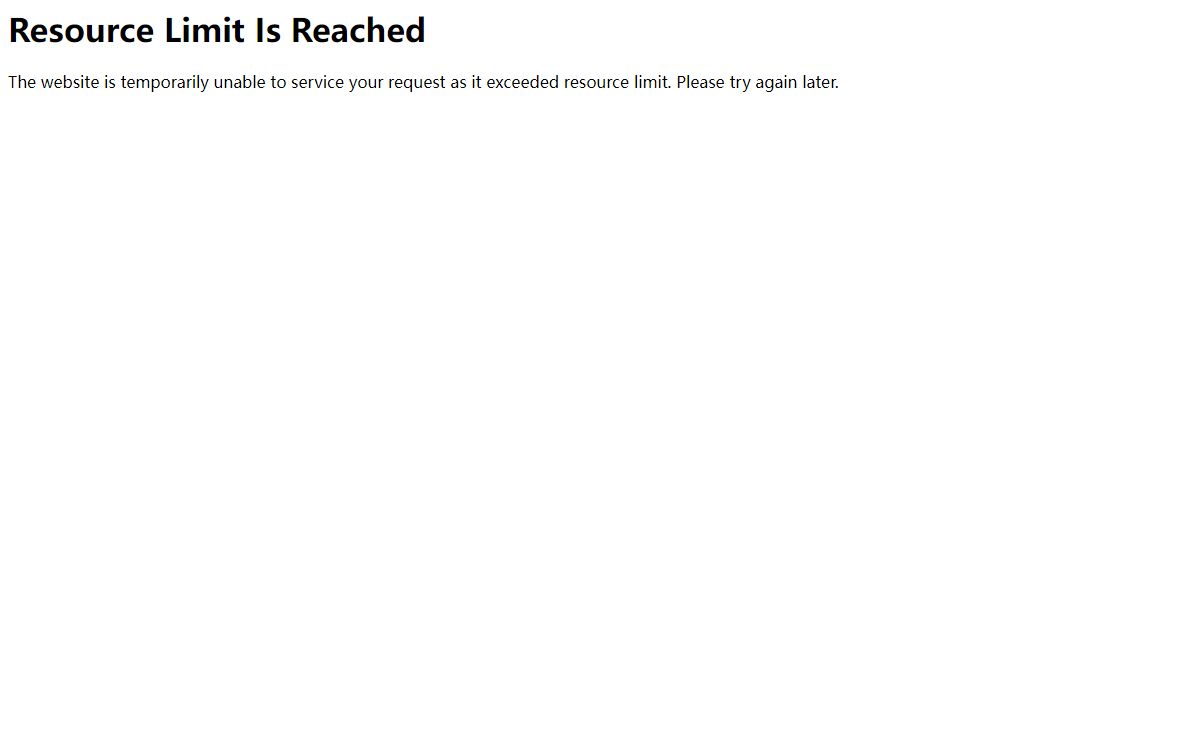 508 Resource Limit Is Reached