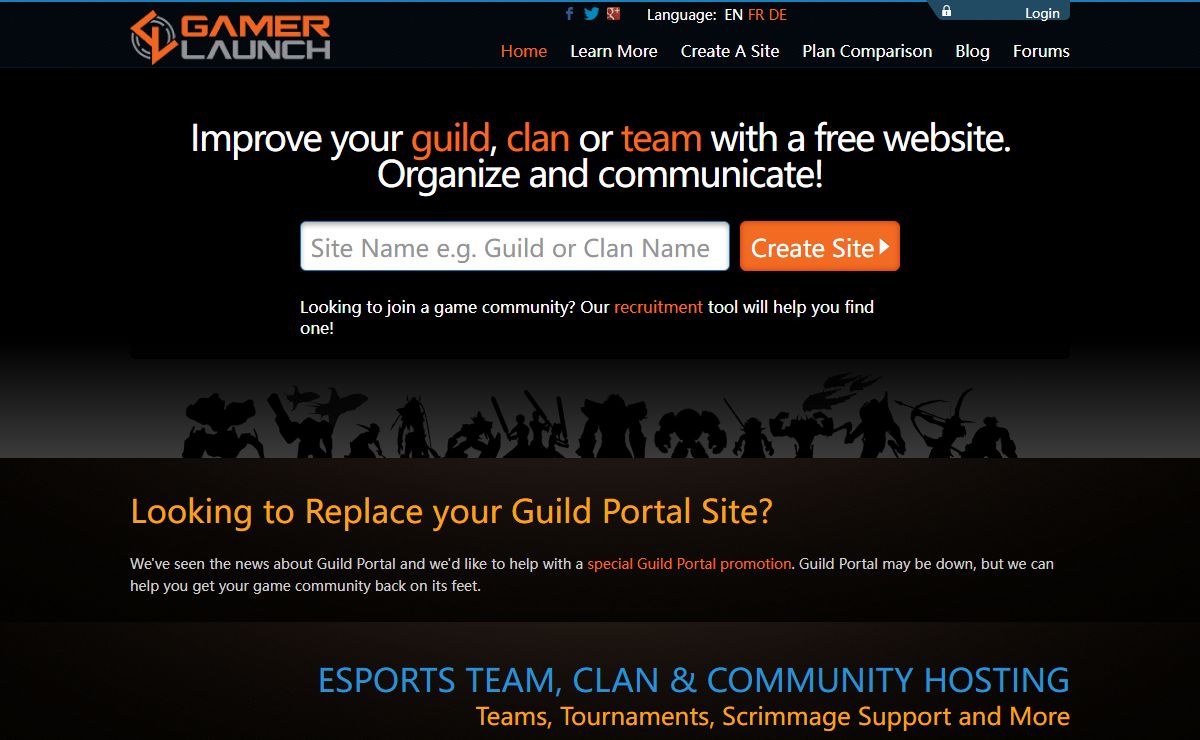 Guild Hosting & Clan Websites for WoW GW2 SWTOR TESO COD and more