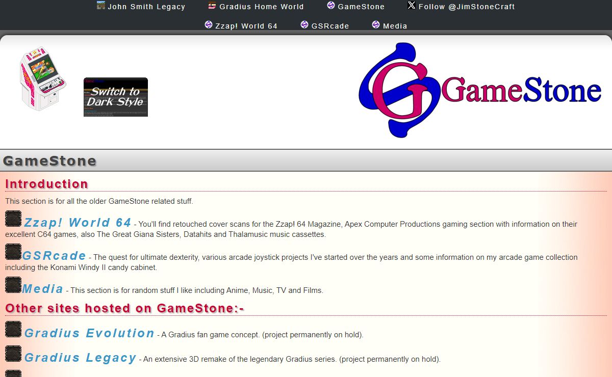 GameStone - Gradius Home World, Zzap World64, GSRcade, Silk