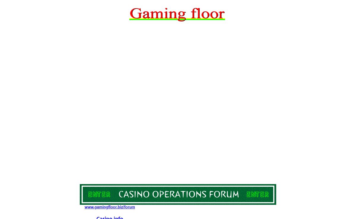 Casino News & Operations Forum @ www.Gamingfloor.biz