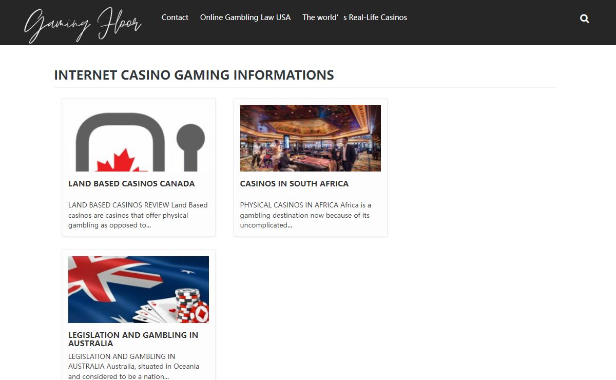 Internet Casino Gaming Informations
