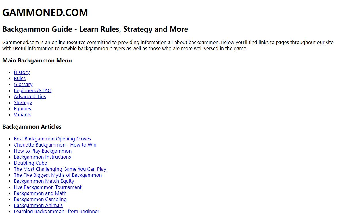 Gammoned.com - Online Backgammon Guide - Learn Rules, Strategy and More