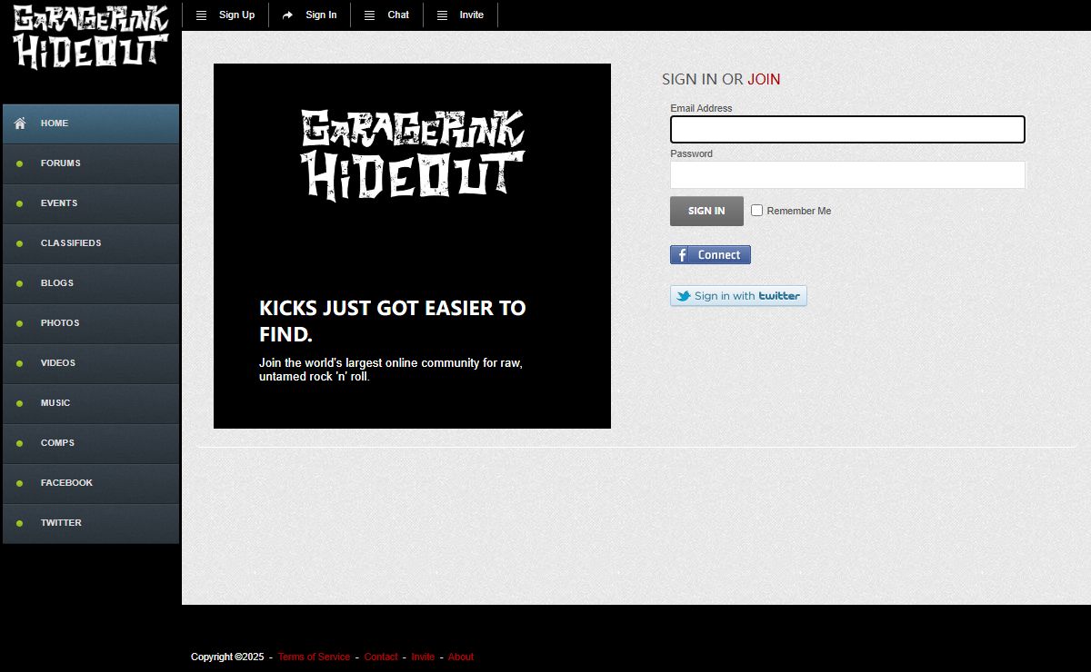GaragePunk Hideout - Landing Page