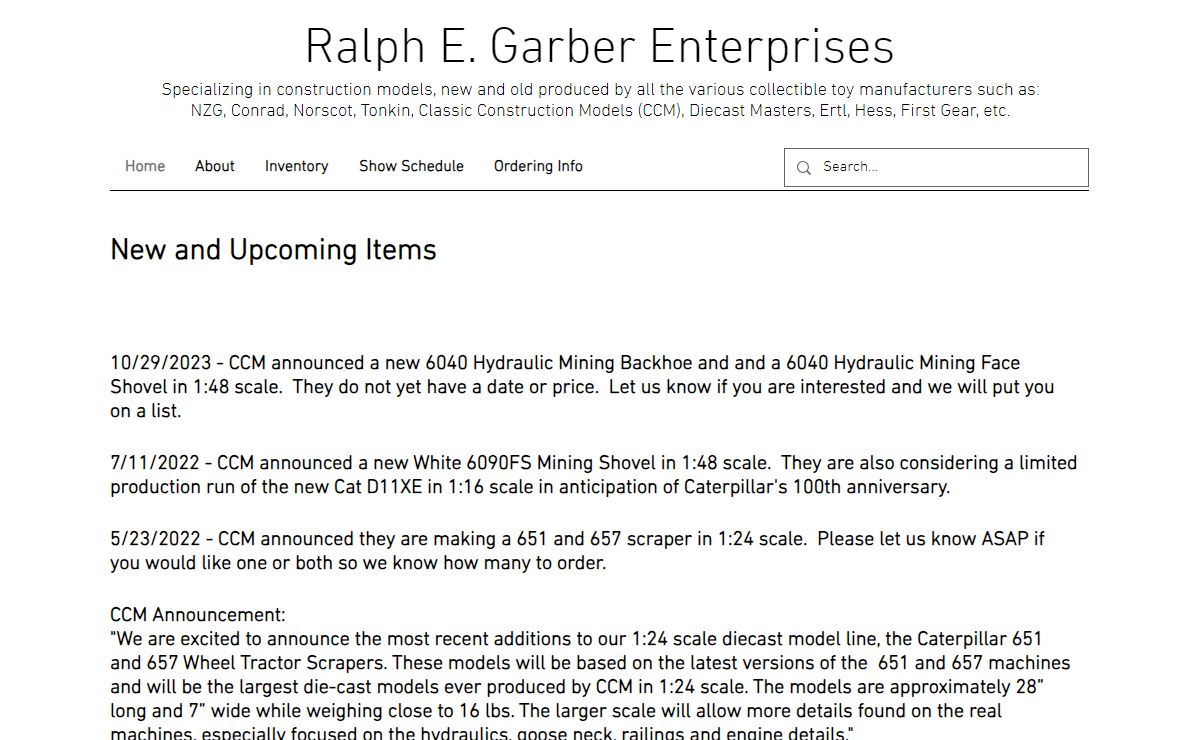 CCM Diecast Masters NZG | Ralph E. Garber Enterprises | garberent.com