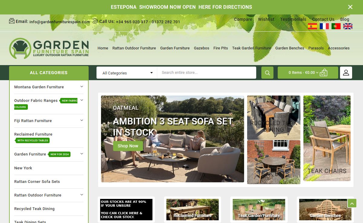 Malaga Estepona Marbella Outdoor Garden furniture Costa Blanca