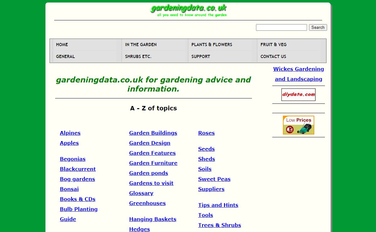 Gardening information, suppliers and resources