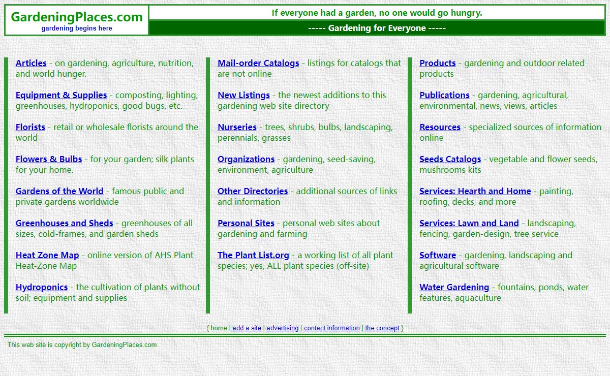 GardeningPlaces.com - Gardening Directory