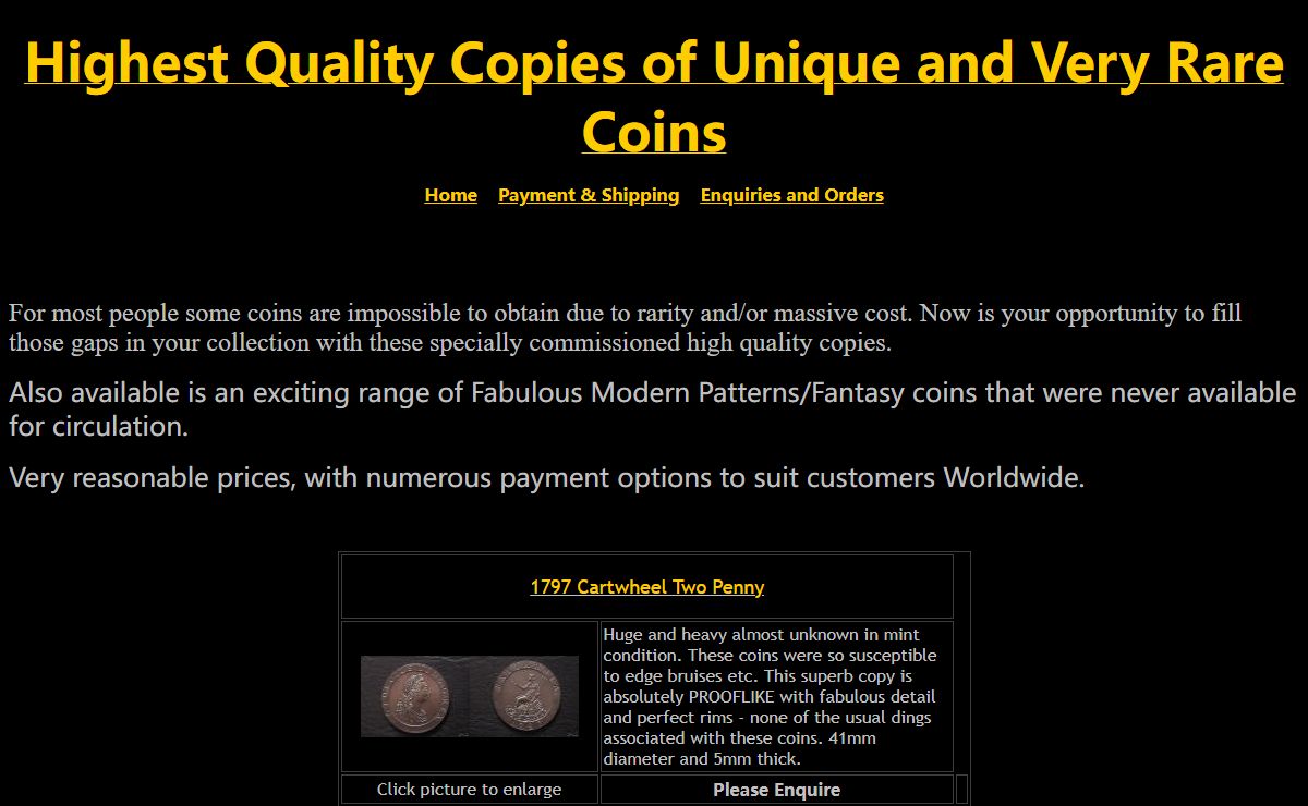 Highest Quality Copies of Unique and Very Rare Coins