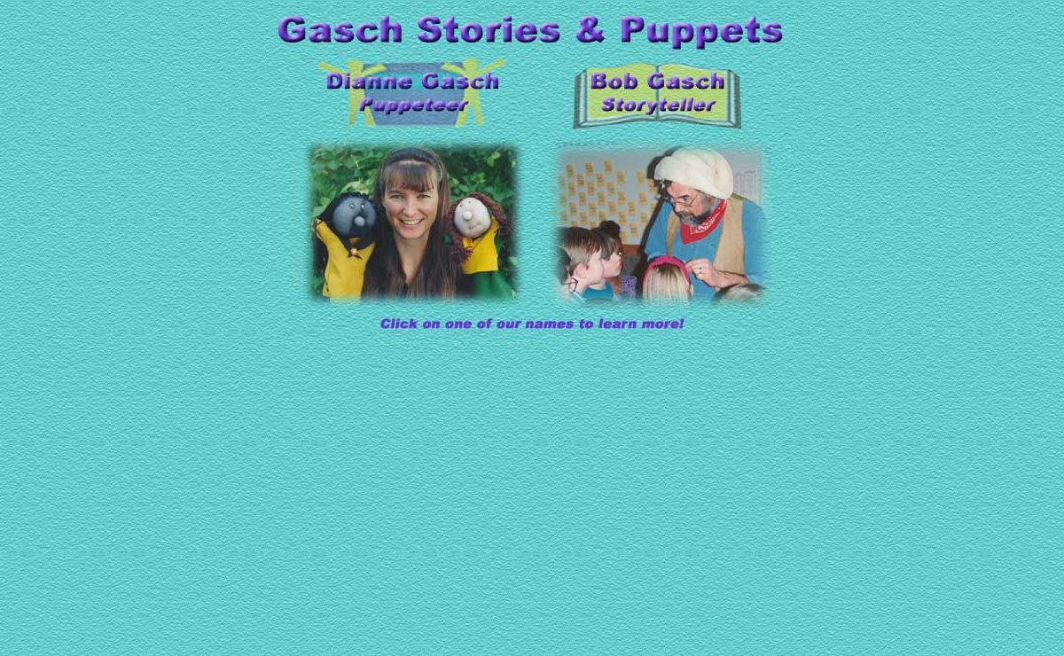 Gasch Stories and Puppets (Dianne Gasch, puppeteer; Bob Gasch, storyteller from Dassel, Minnesota)